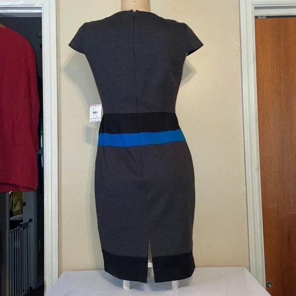 ANNE KLEIN women’s dress 6 small sheath career stretch knee length AK grey nwt - Picture 2 of 5